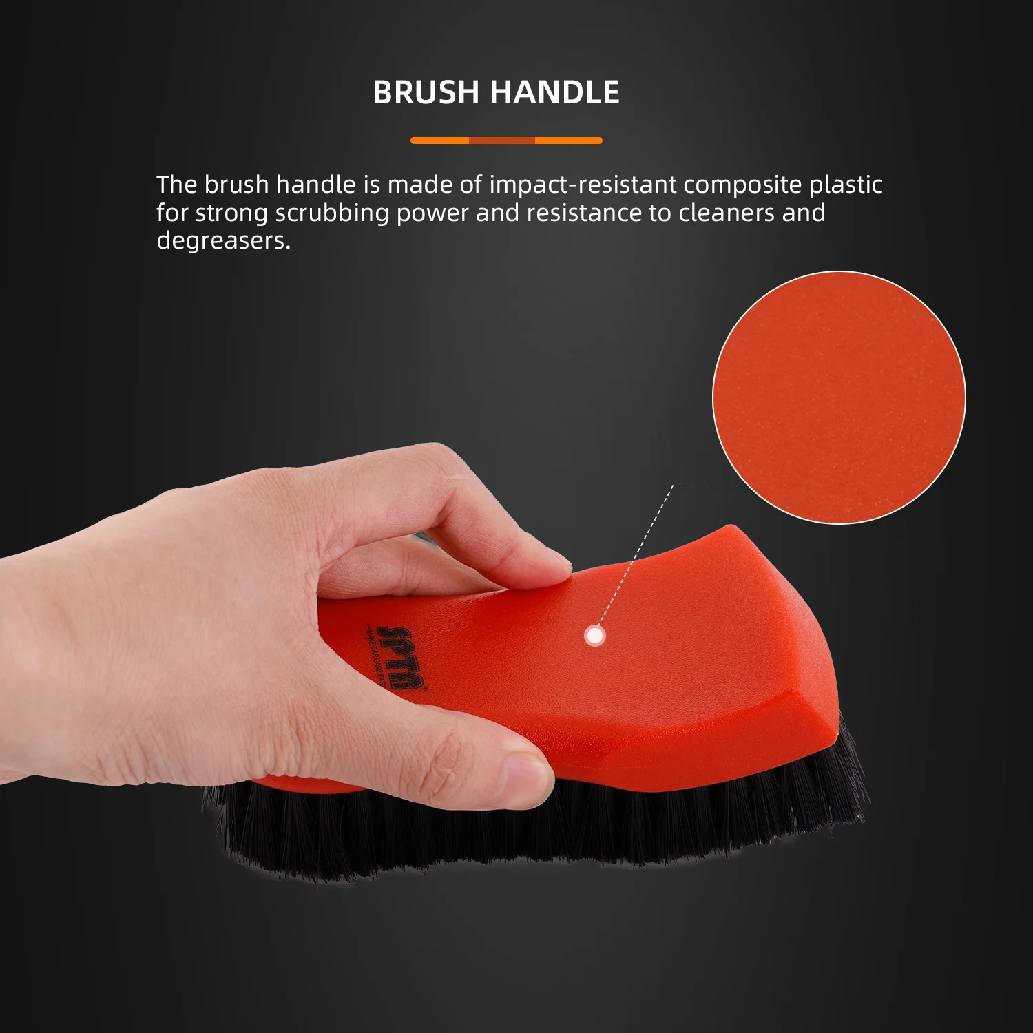 SPTA 3Pcs Car Detailing Brush Kit, Leather&Textile Car Interior Brush, Comfortable Grip and Scratch-Free Detailing Cleaning