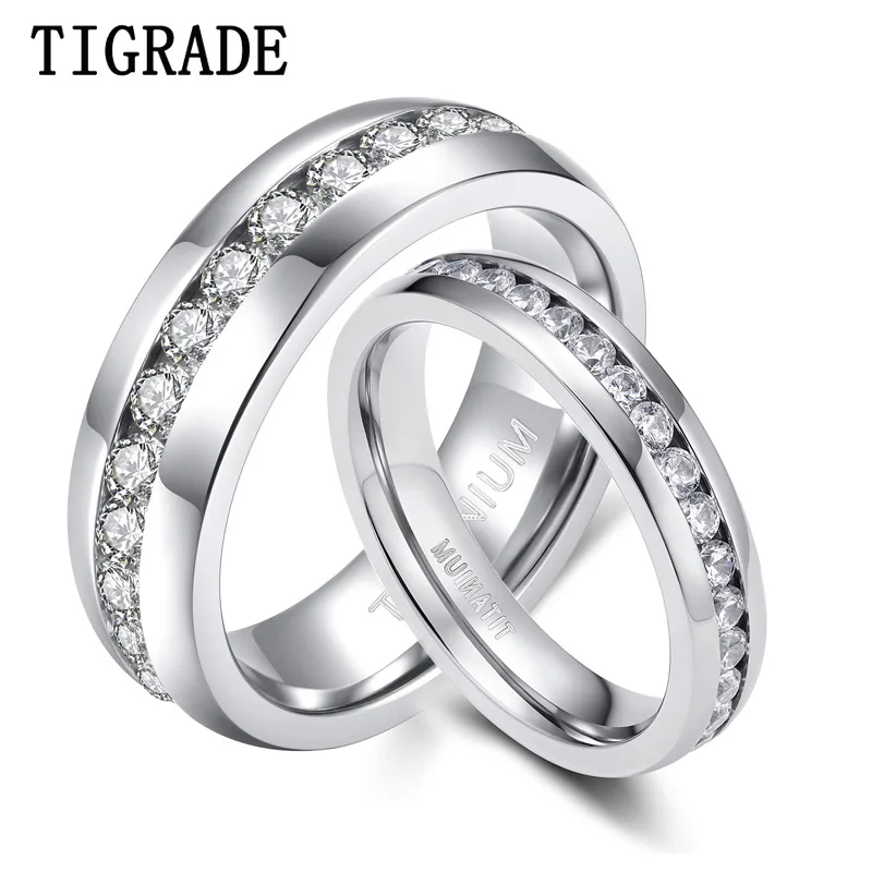 TIGRADE 4/5/6 mm Titanring, Zirkonia, Verlobungsring, Anti-Allergie, für Herren und Damen, Ehering, Größe 3 bis 13,5
