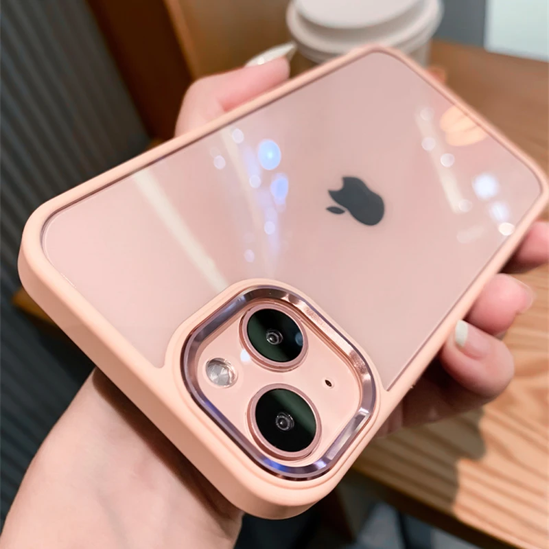 iphone 13 mini case Luxury Transparent Shockproof Case for iPhone 14 13 12 11 Pro Max X XR XS Metal Camera Protection Candy Soft Frame Clear Cover iphone 13 mini mobile phone cases