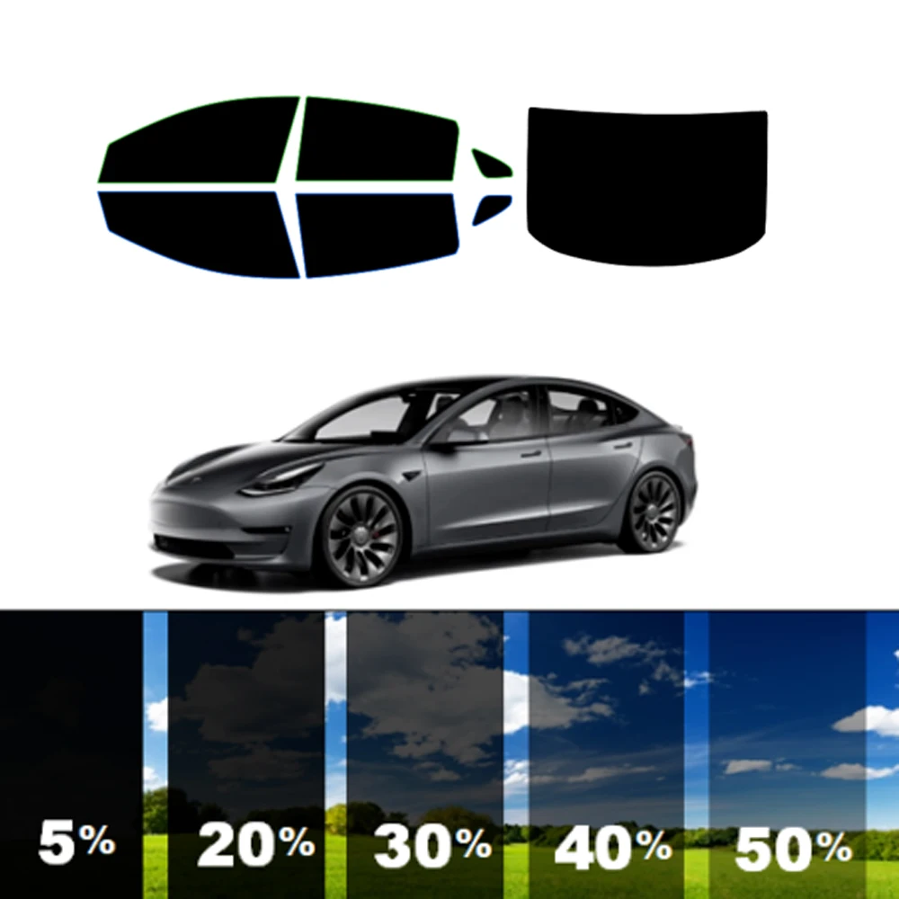 For Tesla Model 3 2017+ Pre Cut Window Tint Kit 20% Dark Rear Car Tinting  Film