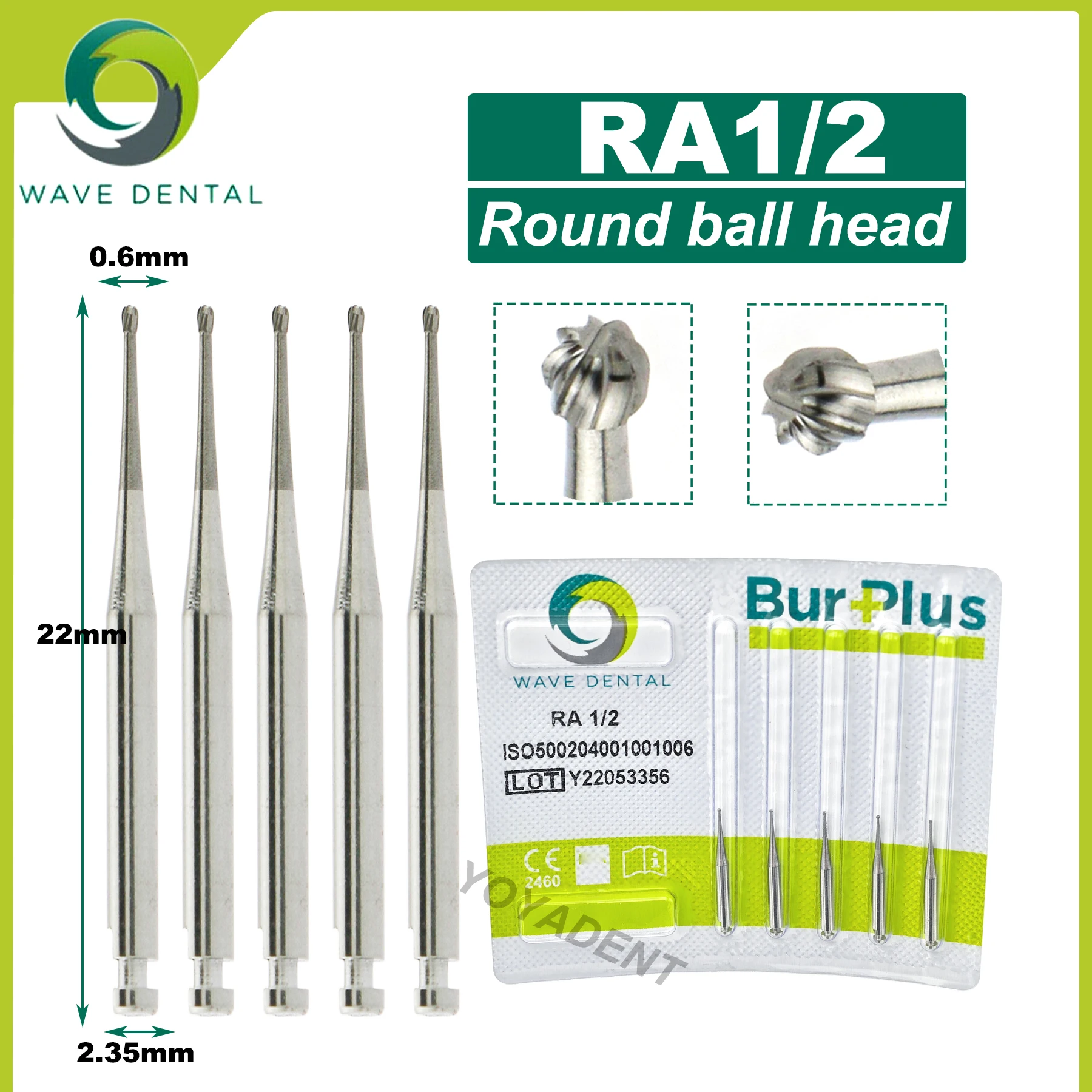 WAVE Tungsten Carbide Burs RA Burs Dia. 2.35mm For Low Speed Contra Angle 5Pcs/pack 3
