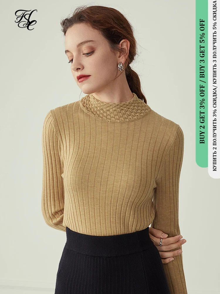 Женский кашемировый свитер fansilнен вязаный черный пуловер с длинным рукавом и