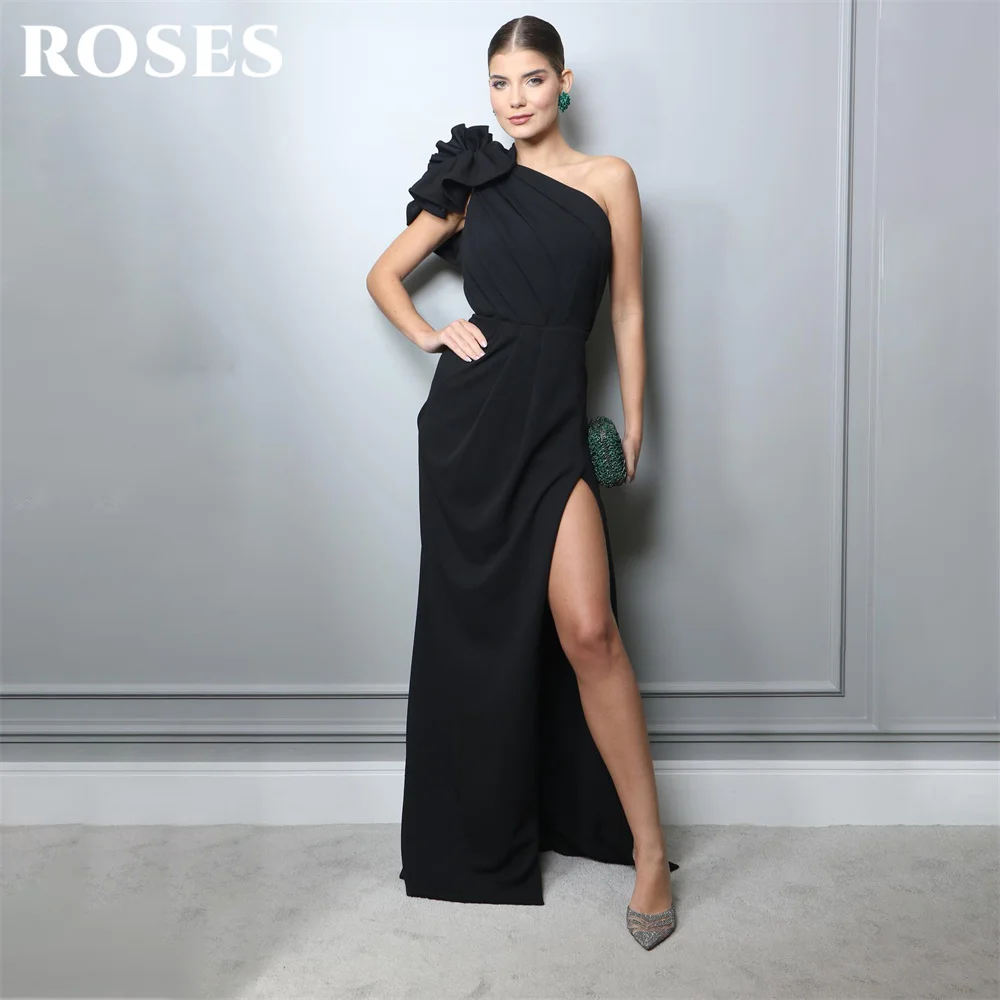 

ROSES One Shoulder Elegant Sexy Wedding Party Dress Mermaid Sexy Celebrity Dresses Stain Special Occasion Dresses robes du soir