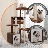 New Cat Furniture Cat Tree – Multifunctional Wooden Furniture with Cat Washroom Litter Box House and Cat Condo