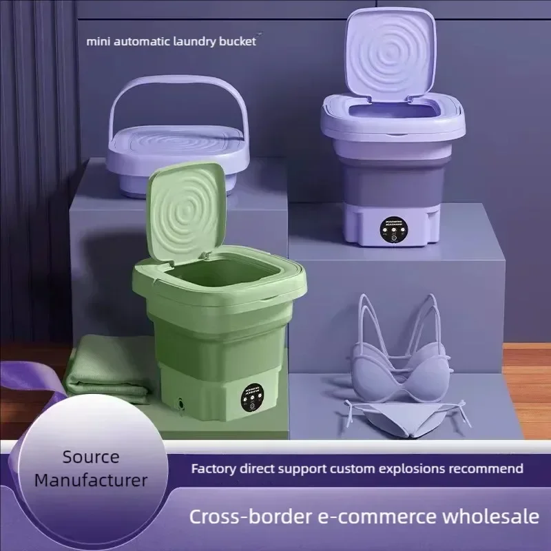 Folding Washing Machine Student Dormitory Underwear Socks 8L Mini Cleaning Machine Portable Laundry Bucket Home Washing