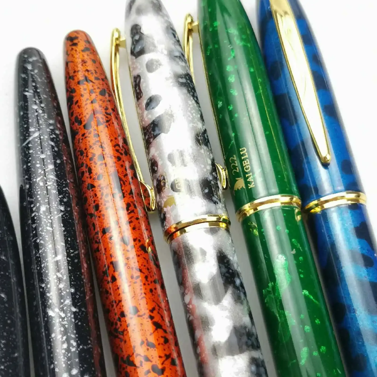Kaigelu 222 fountain pen pure copper rod rotating cap titanium-plated nib with rotating ink absorber school office gift pens 3