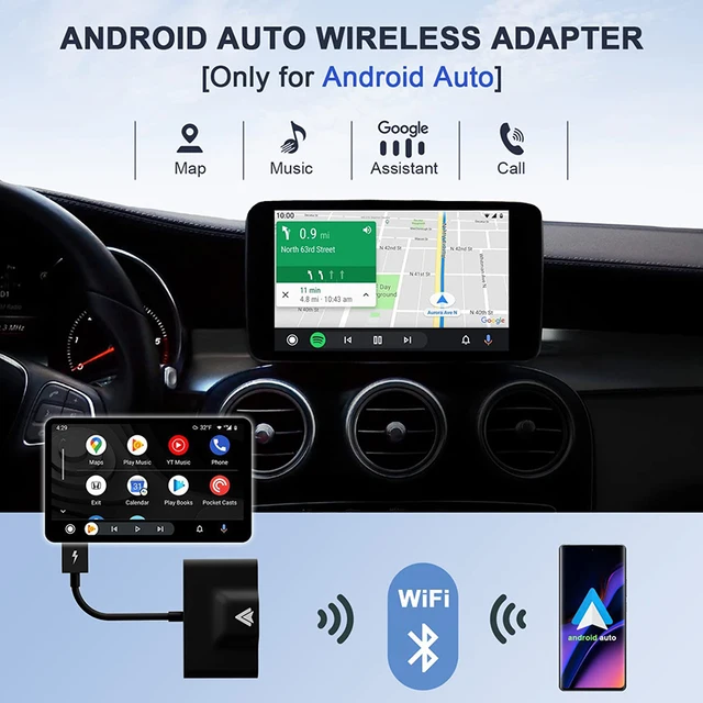 Wireless Android Auto Adapter, 2023 Upgrade 5Ghz WiFi Android Auto Dongle for Converting Factory Wired Android Auto to Wireless 2