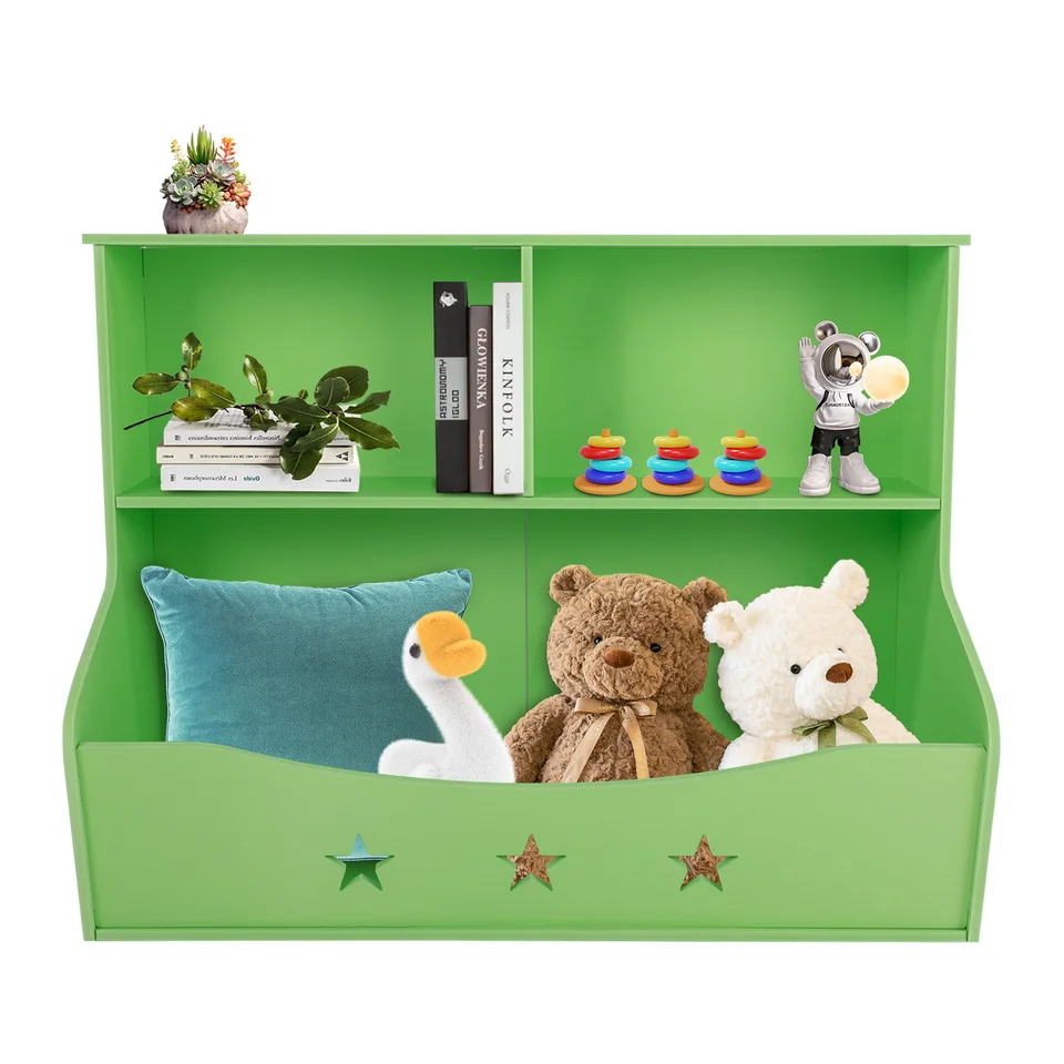 Light Green Kids Bookcase with Storage Bin