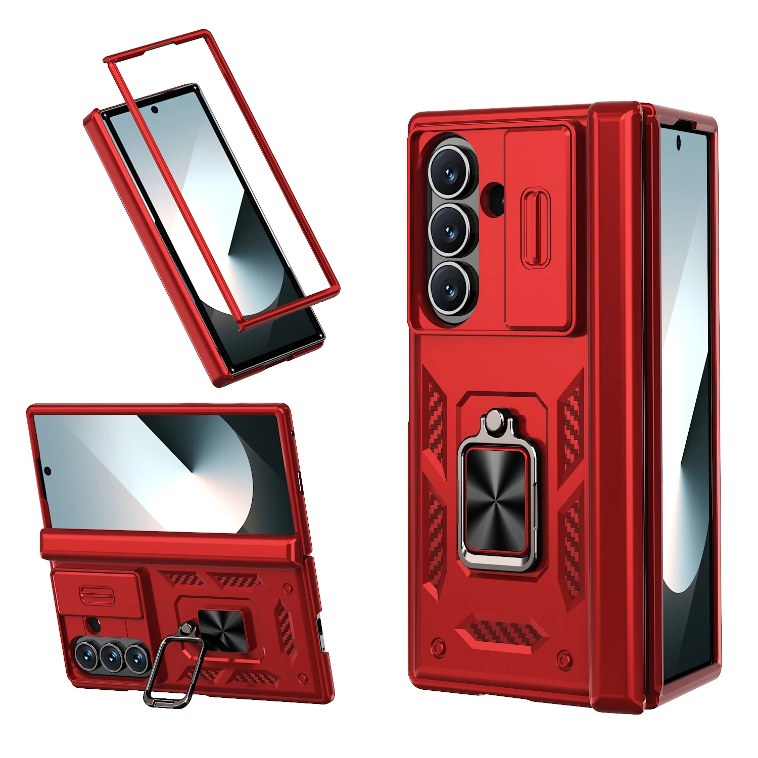 Ultra Protective Kickstand Ring Case with Magnetic Closure - Military Grade Shockproof Cover
