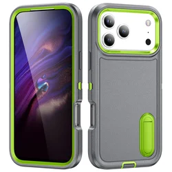 Heavy Duty Shockproof Defender Case with 3 - Layer Protection and Adjustable Kickstand - iPhone 12 Pro Max (Gary Light Green)