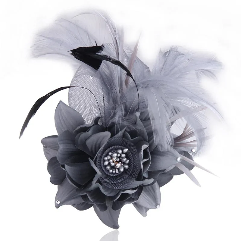 

Retro Colored Feather Inlaid Crystal Mesh Fabric Corsage for Male and Female Performances, Wedding Hosting Clothing Accessories