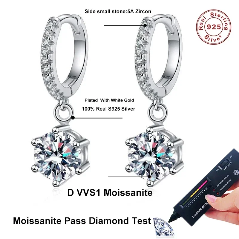 Orecchini da donna in argento 925 con pendente circolare brillante