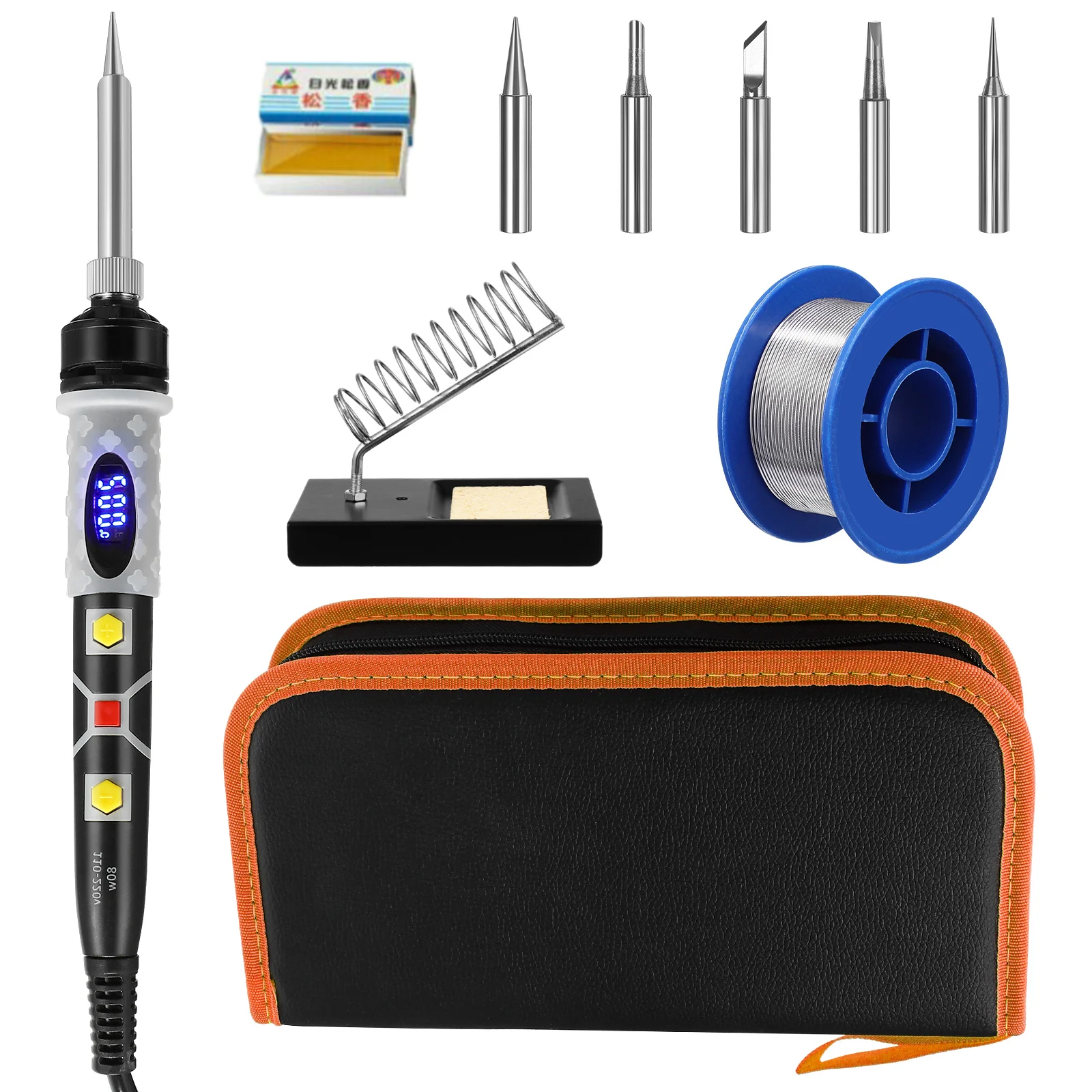 Soldering Iron Kit 10Pcs/Set Electronic Soldering Iron Kit 80W Adjustable Temperature LCD Digital Welding Tools Kit for Repair (AU Plug) soldering iron kit soldering iron set