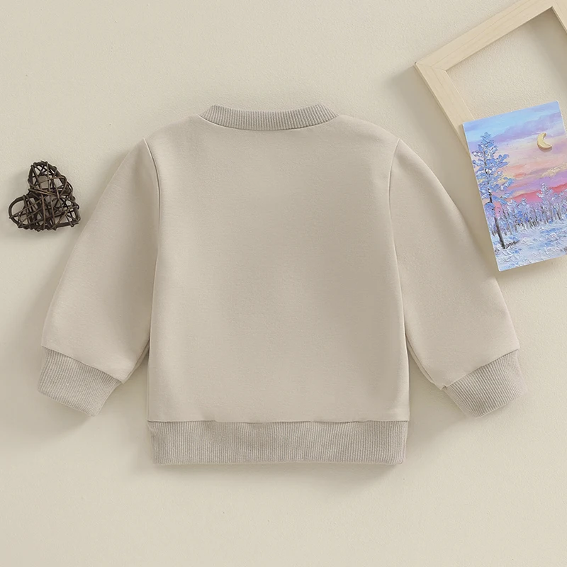 Pudcoco Toddler Kids Baby Boy Girl Fall Sweatshirt Solid Color Long Sleeve Round Neck Button Pullover Loose Tops 0-4T