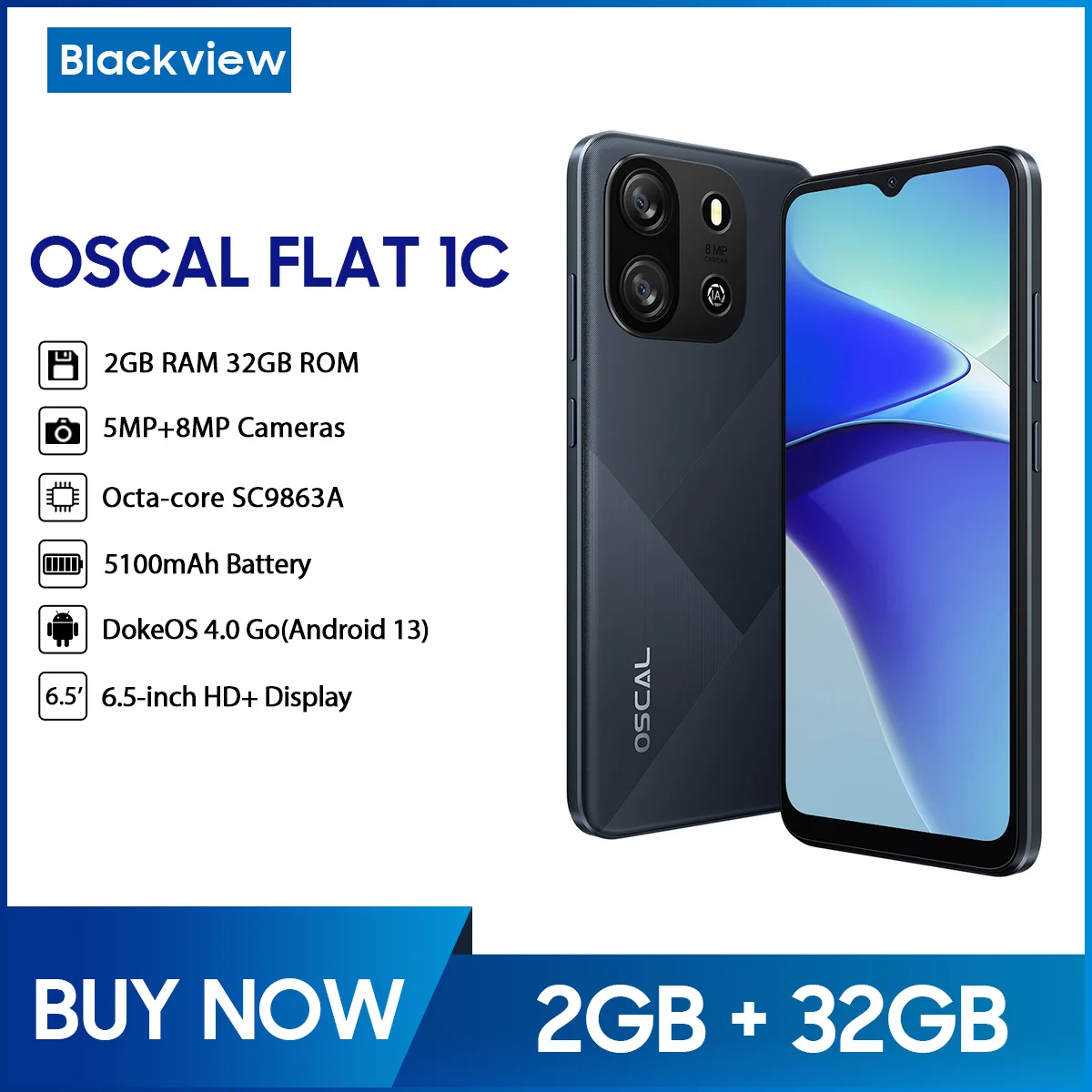 Cover a Libro Blackview Oscal Flat 1C Nero: Slim Wallet Case Luxe