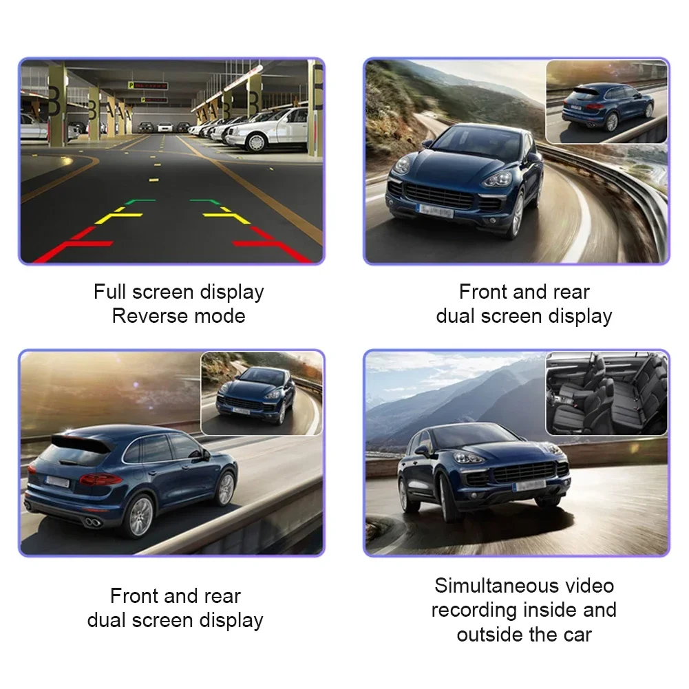Car Dash Cam Video Recorder with 3 Cameras and 4 Inch Screen