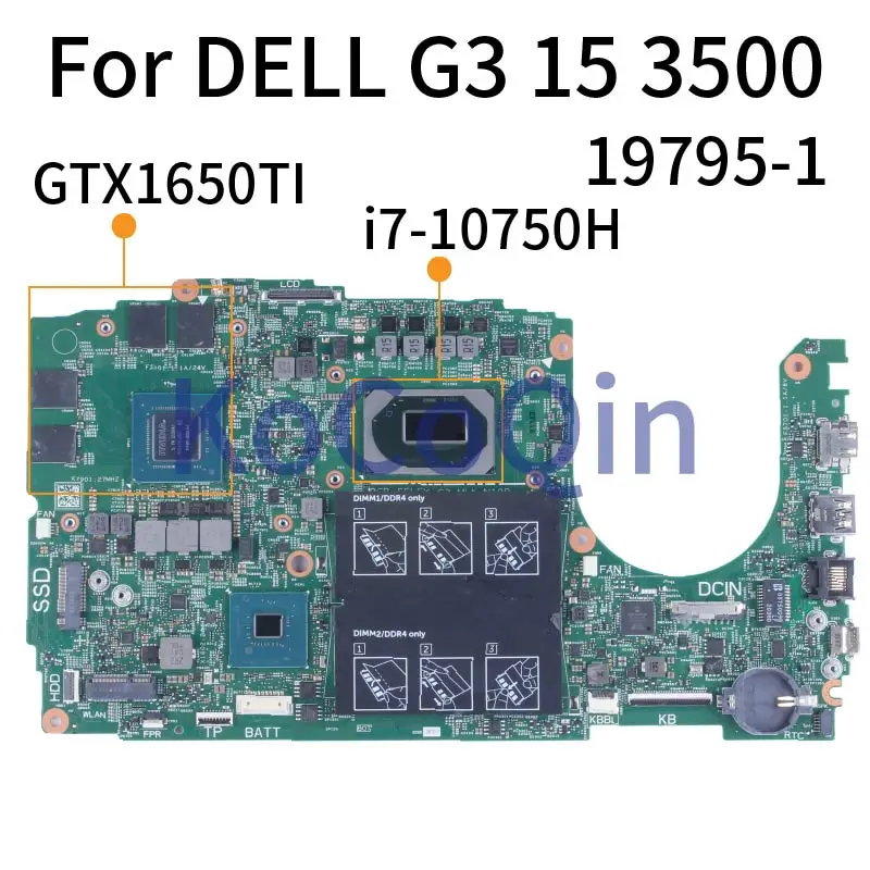 

19795-1 For DELL G3 15 3500 G5 5500 Notebook Mainboard 0HN4GN 028HKV 0HW9CF CN-0H1G65 0H1G65 H1G65 DDR4 Laptop Motherboard Test