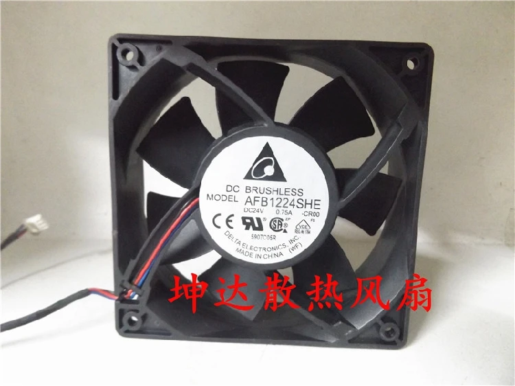 

Delta Electronics AFB1224SHE CR00 DC 24V 0.75A 120x120x38mm 3-Wire Server Cooling Fan