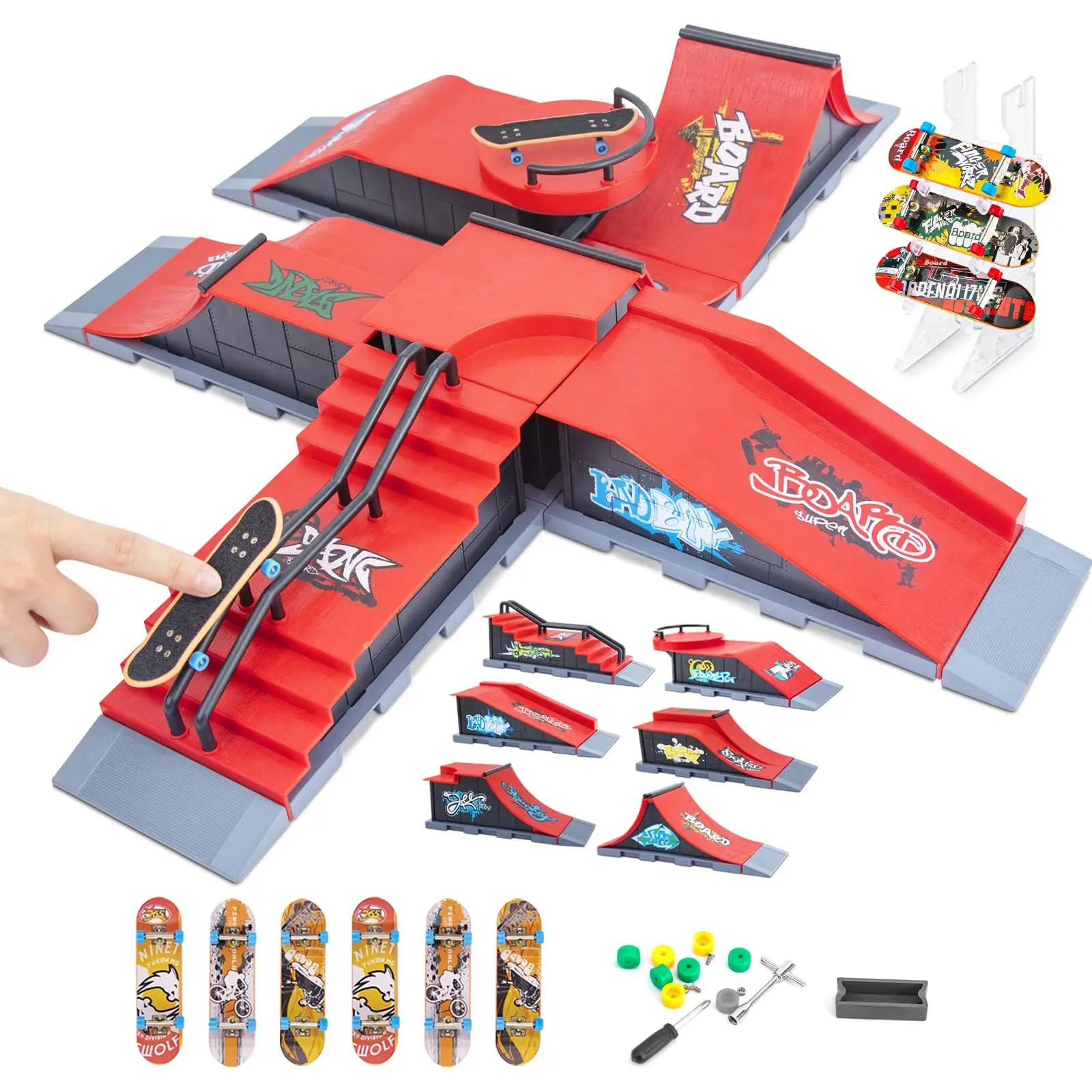 Skateboard Ramp Fingerboard Half Pipe Ramp Mini Skateboards Fingers Finger Skateboards Kit Fingerboards for finger skateboard toys,fingerboard set