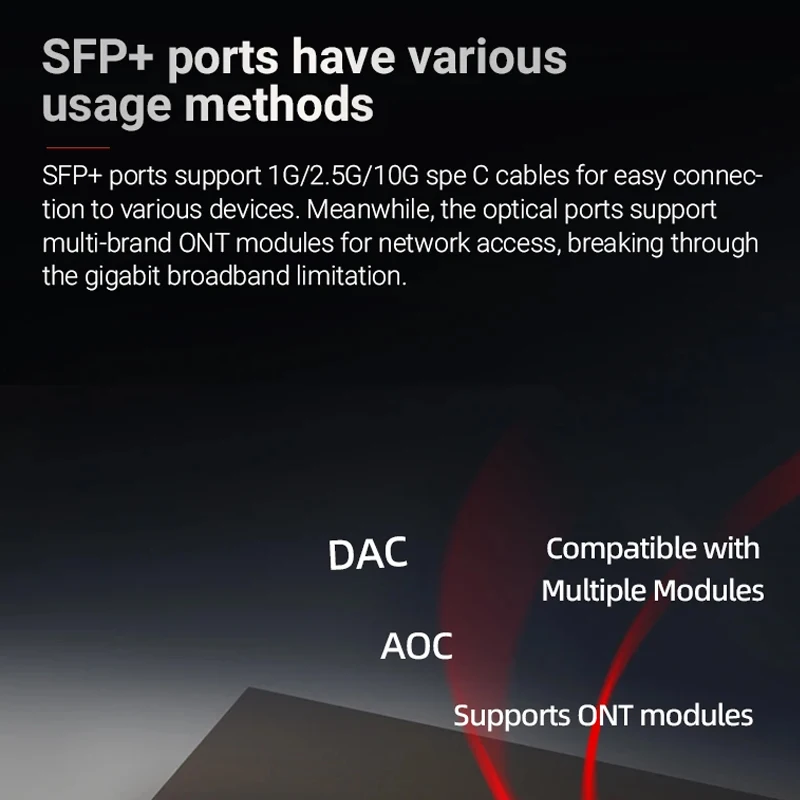 XikeStor 48개의 2.5G RJ45 포트, 4개의 10G SFP+ 포트, 2개의 40G QSFP+ 포트, L3 관리형 지원, VLAN 포트 통합, DHCP 라우팅