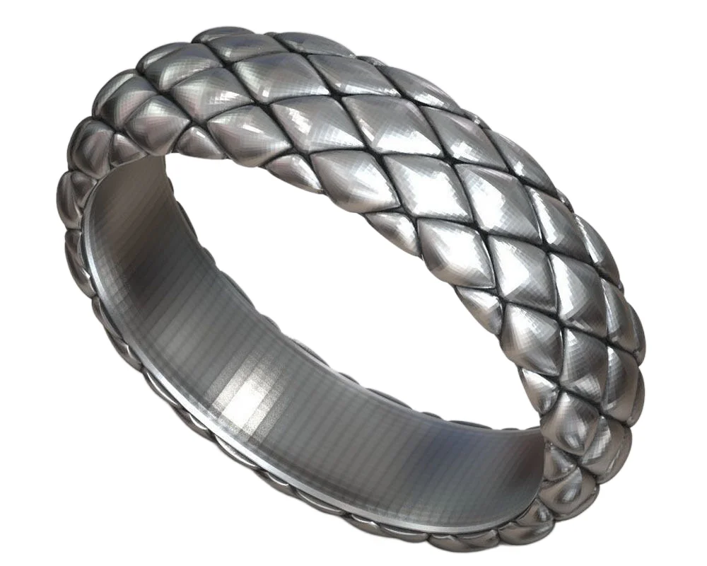 

7g Snake Cobra Skin Wedding Band Ring 925 Solid Sterling Silver Black Gold Ring