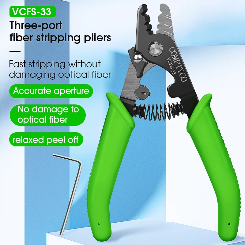 COMPTYCO Fiber Optic Tool Kit (Optional) VCFS-33 Three-port Stripper & VCFS-J1 Leather Wire Stripper 3mm(W)*2mm(H) FTTH Tools