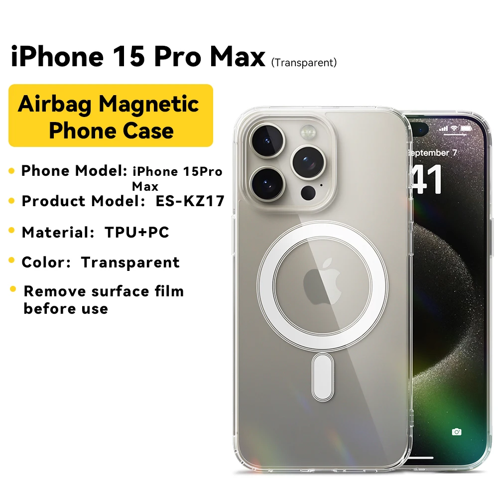 Essager Magnetic Clear Protective Case with Wireless Charging Support