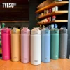 TYESO 600/750ML Thermos Bottle With Straw Stainless Steel Car Thermal Cup Sports Water Bottles Keeps Cold and Heat Thermal Mug 3