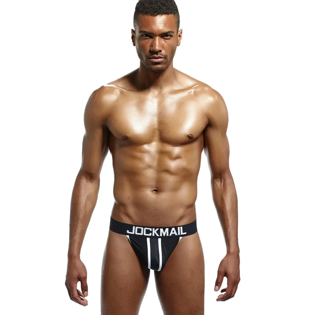 Mesh Men Jockstraps Gay Underwear Sexy Athletic Supporter Penis Pouch Push Up Butt Lifter Thong String Brief Homme Tanga Hombre