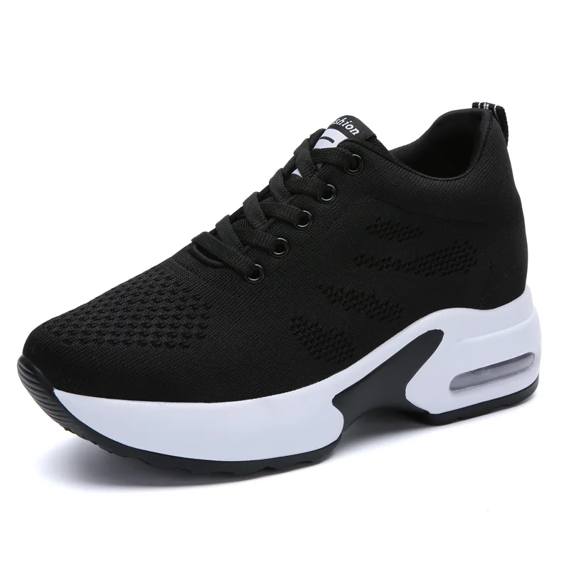 Scarpe Donna Con Plateau Sportive E Traspiranti – Modello Slip-on Suola Morbida Antiscivolo – Eleganti E Ortopediche Per Il Tempo Libero – Colore Nero, Taglia 38 EU