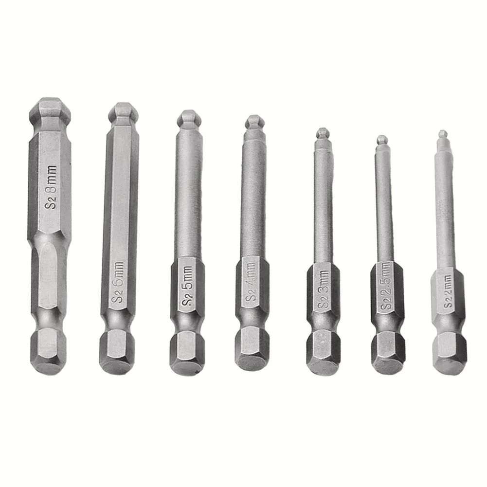 

Hex Screwdriver Bit Magnetic Ball End Hexagonal Head Screwdriver Bit Drill Tool 65mm H 2-H8 For Manual Electric Screwdriver Tool