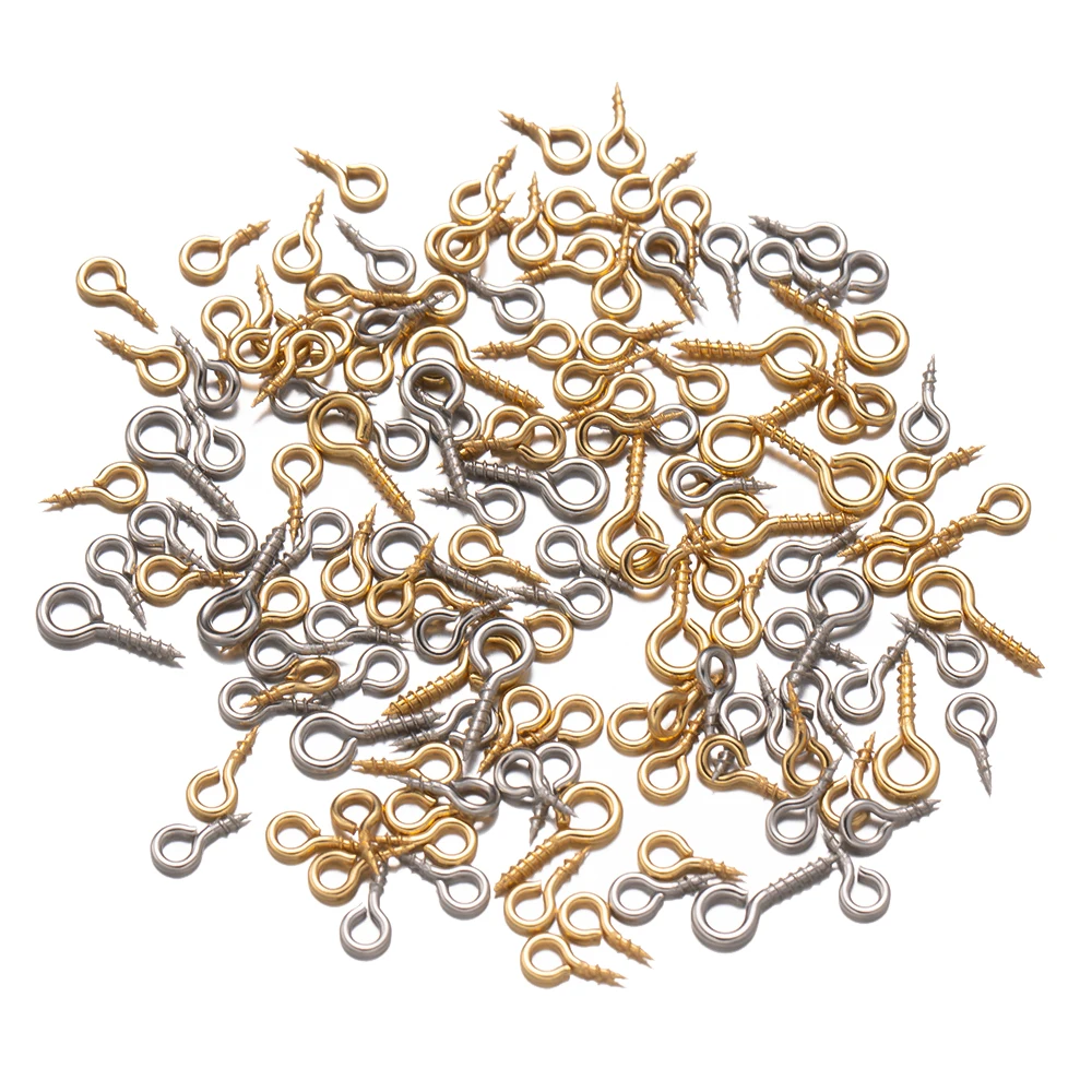 50 Stück Edelstahl kleine Schraubösen Pin Bail Peg Verschlüsse Haken für DIY halbgebohrte Perlen Harz Schmuck Ohrring machen finden – Detail 3