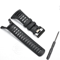 Durable Waterproof Silicone Replacement Watch Band with Rubber Strap - 24mm (Black)