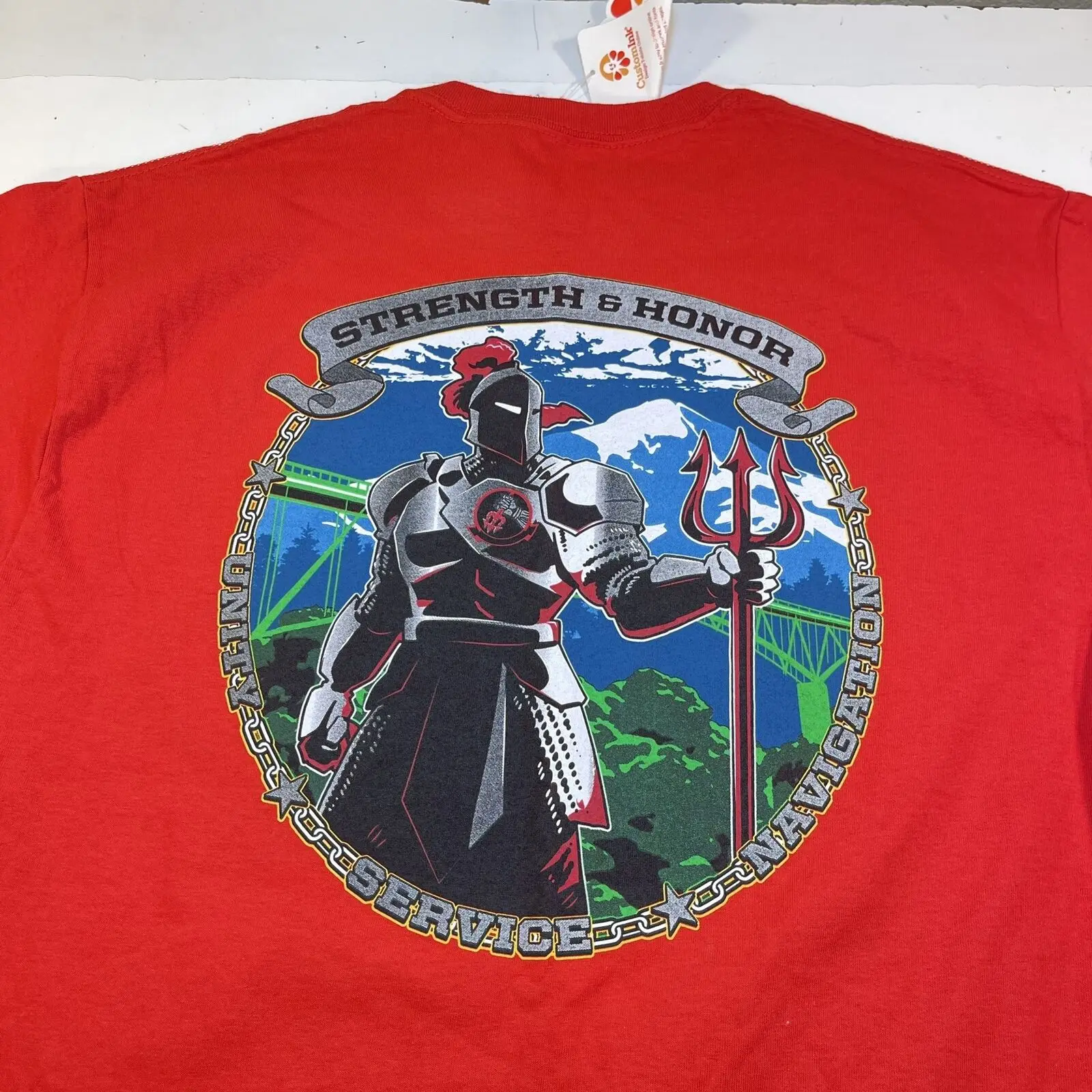 New Nwt Usn United Service Navigation Grey Knight T Shirt Mess Da Uomo L Maniche Lunghe O Corte