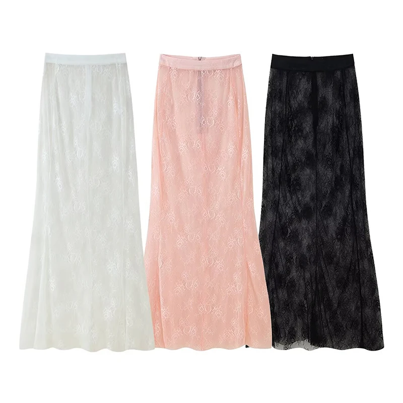 2025 Elegant Blazer Skirt Sets Women Two Piece Double Breasted Jacket Lace See Through Trousers Suits New Party Gown Set