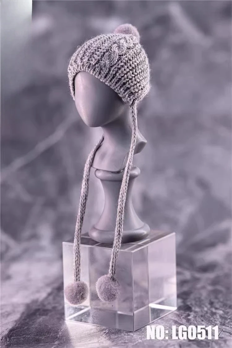 Weibliche Strickmütze im Maßstab 1:6, LG05 LF05 Haarballen-Strickmütze, Soldat, Puppenhut, Modell für 12-Zoll-Actionfiguren, Körperzubehör – Detail 8