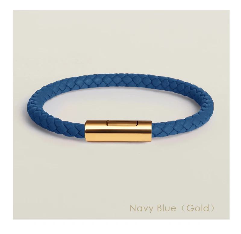 Klassisches Designer-Armband für Männer und Frauen, exquisites Armband, Edelstahl-Knopf-Lederarmband, handgewebt, weiblicher Schmuck, Geschenke, 15 Farben – Detail 28