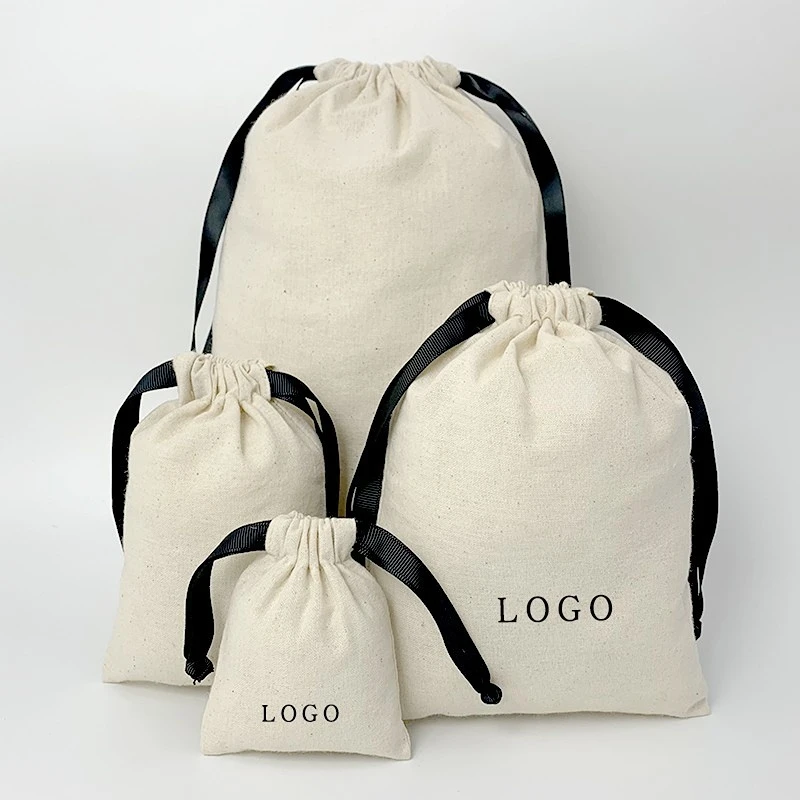 100CottonDrawstringStorageBagsBigSizeReusableMuslinDustBag
