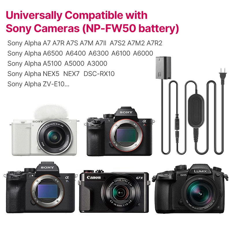 Ulanzi NP-FW50 NP-FZ100 LP-E6ダミーバッテリーアダプターac電源ソニーのアルファA7 A6500 A6400キヤノンeos  5D2 6D 7D R5カメラ