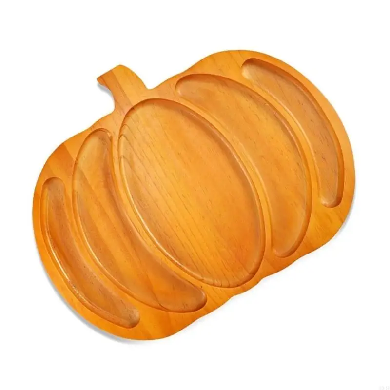 Hölzernes Serviertablett in Kürbisform, Halloween-Party, unverzichtbar, langlebig, lebensmittelecht, Snack-Organizer, 2 Größen – Detail 4