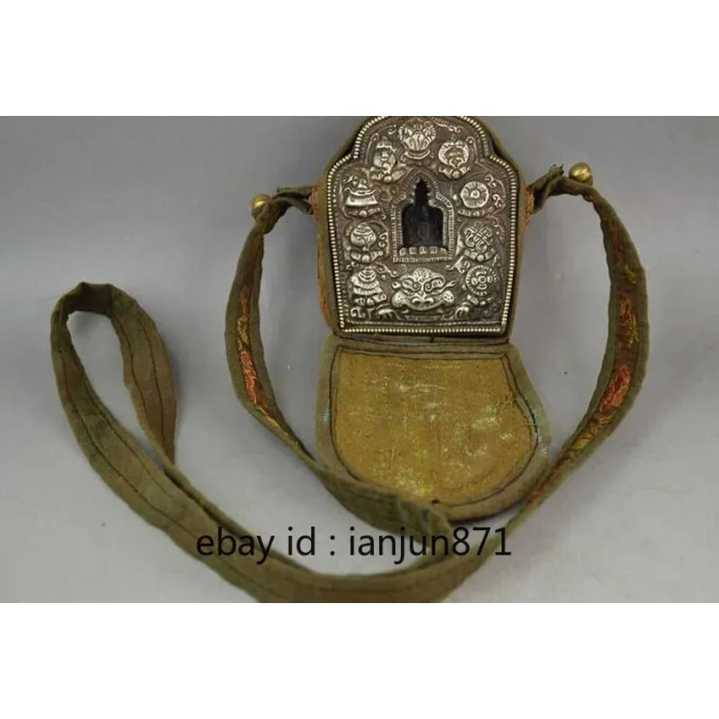 

Chinese tibet Silver Carved Tibet Buddha Exorcism & Good Lu Statue nice