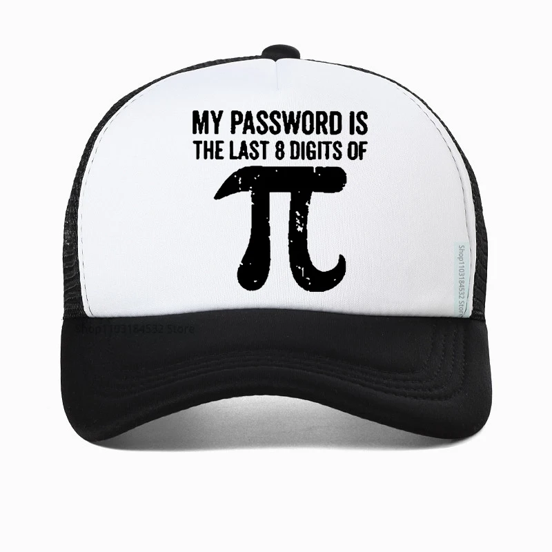 

Men's 100% Cotton hat Math equations print funny men Baseball Cap Fashion cool guys hats my password is the last digits of pi