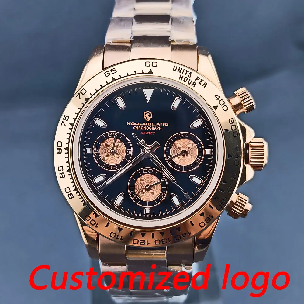 

VK63 timing code quartz watch case 316L stainless steel sapphire glass waterproof case C3 luminous dial customized watch