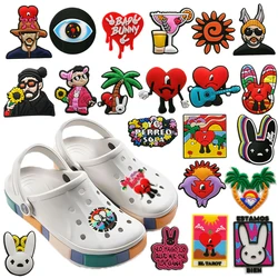 1pcs New Bad Bunny Shoe Charms for Clips Singer Sandals Accessories Shoe Decorations Bad Bunny Shoe Accessories for Women