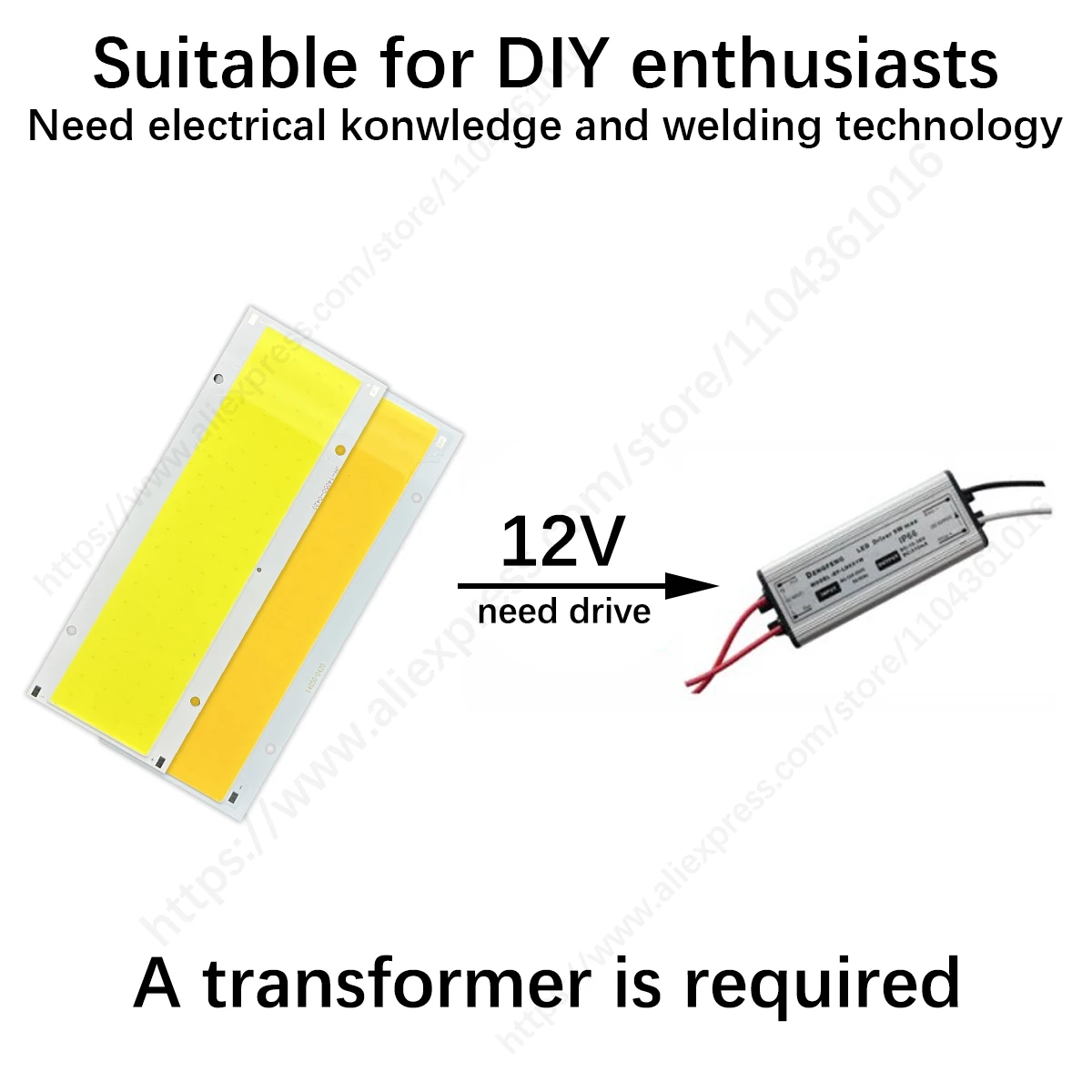 Square 30W COB LED 12V High Brightness LED Chip Matrix Module Suitable For DIY Car Work And Home COB Chips 3