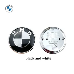 Premium Car Hood and Boot Emblem Set - 2 - Piece Sleek Badge Design - 1x82mm 1x74mm (Black white)