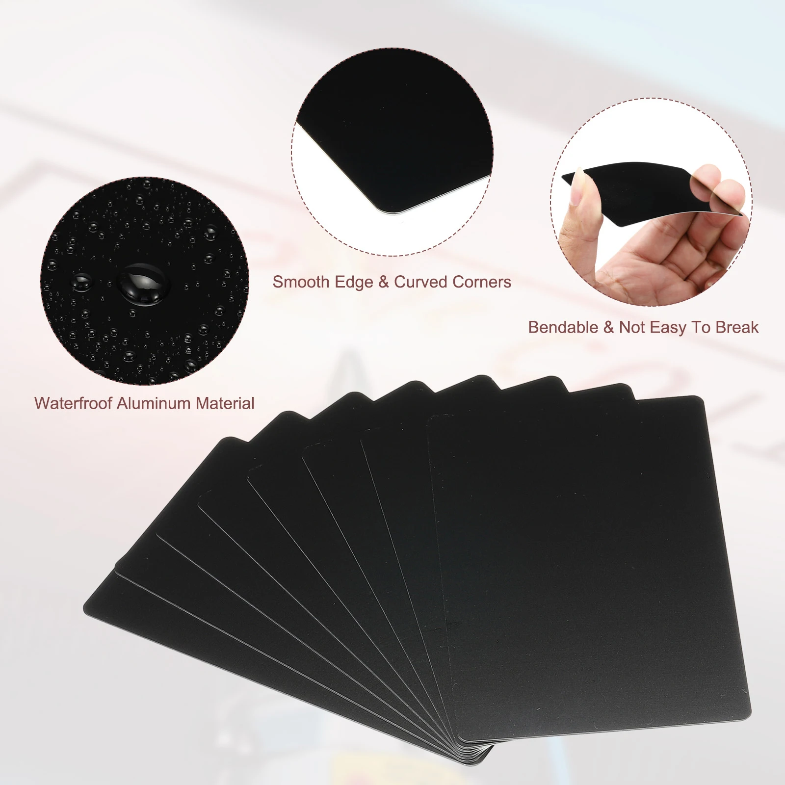 300개/세트 빈 알루미늄 금속 명함 0.45mm 두께 레이저 각인 인쇄 가능 이름표 맞춤 DIY 사무용품