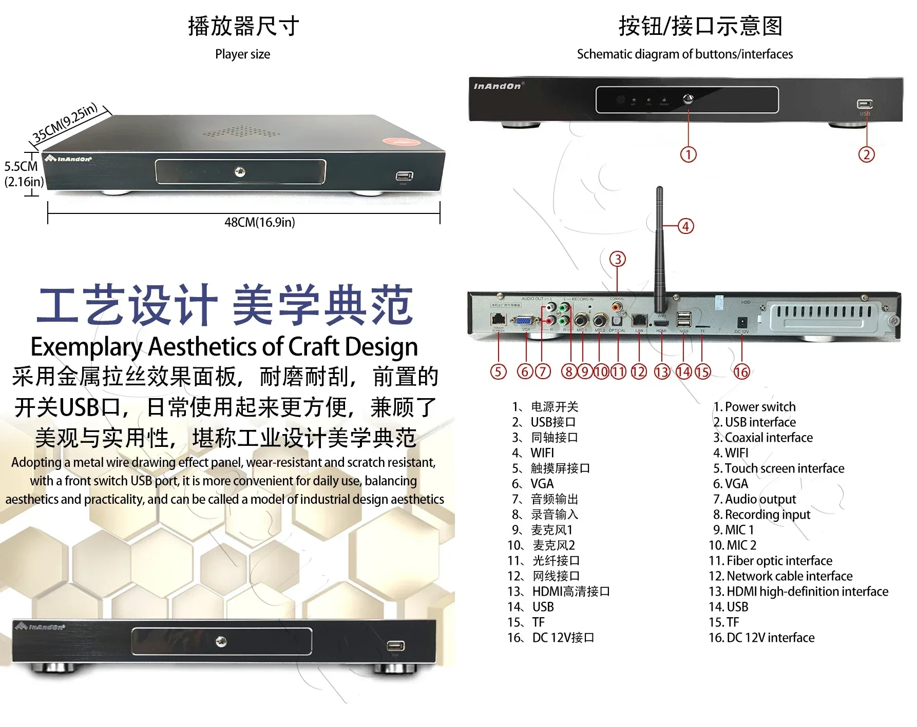 TSR503-01-1TB 20K 22" Inandon Karaoke Player Intelligent Voice Keying Machine Online Movie Dual System 22" Touch Screen