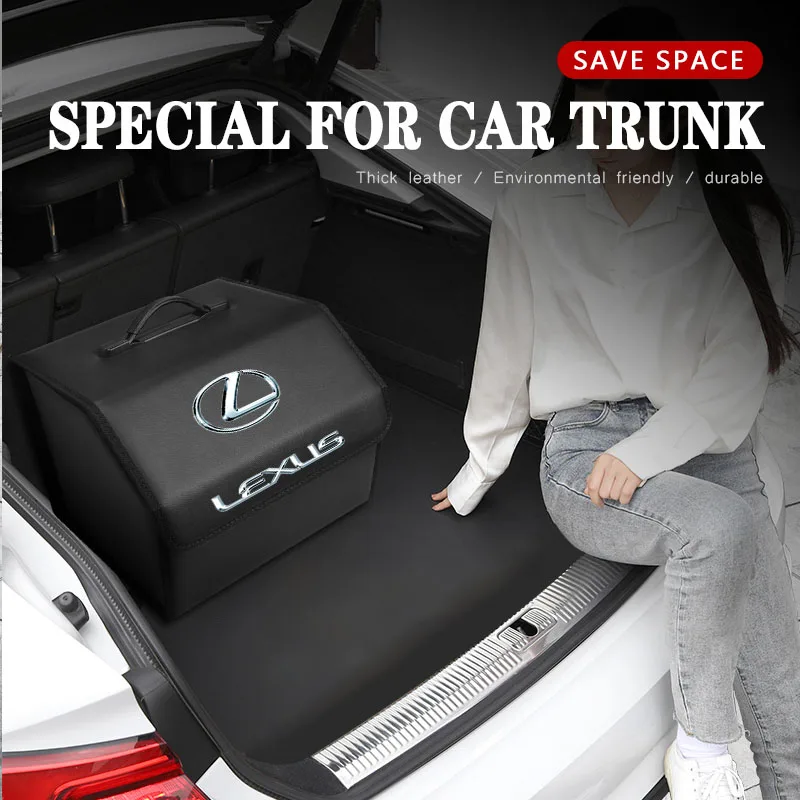 Car Foldable Storage Box Trip Camping Leather Bag For Lexus Ct Es Gs Nx