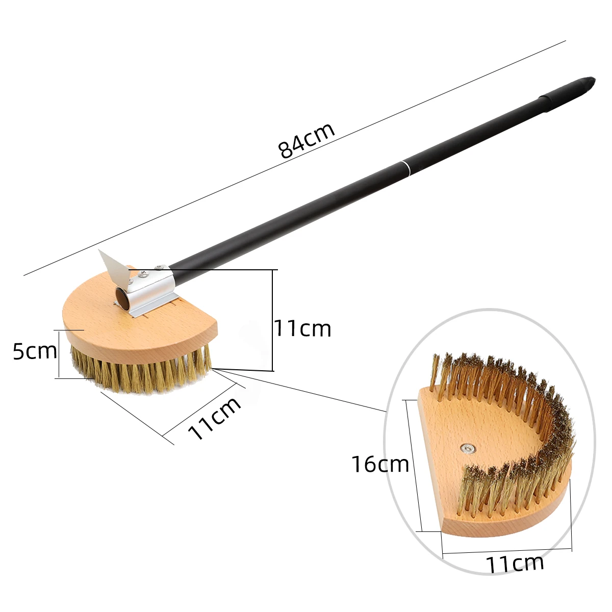 Copper Bristle Wood-Handled Pizza Oven Cleaning Brush
